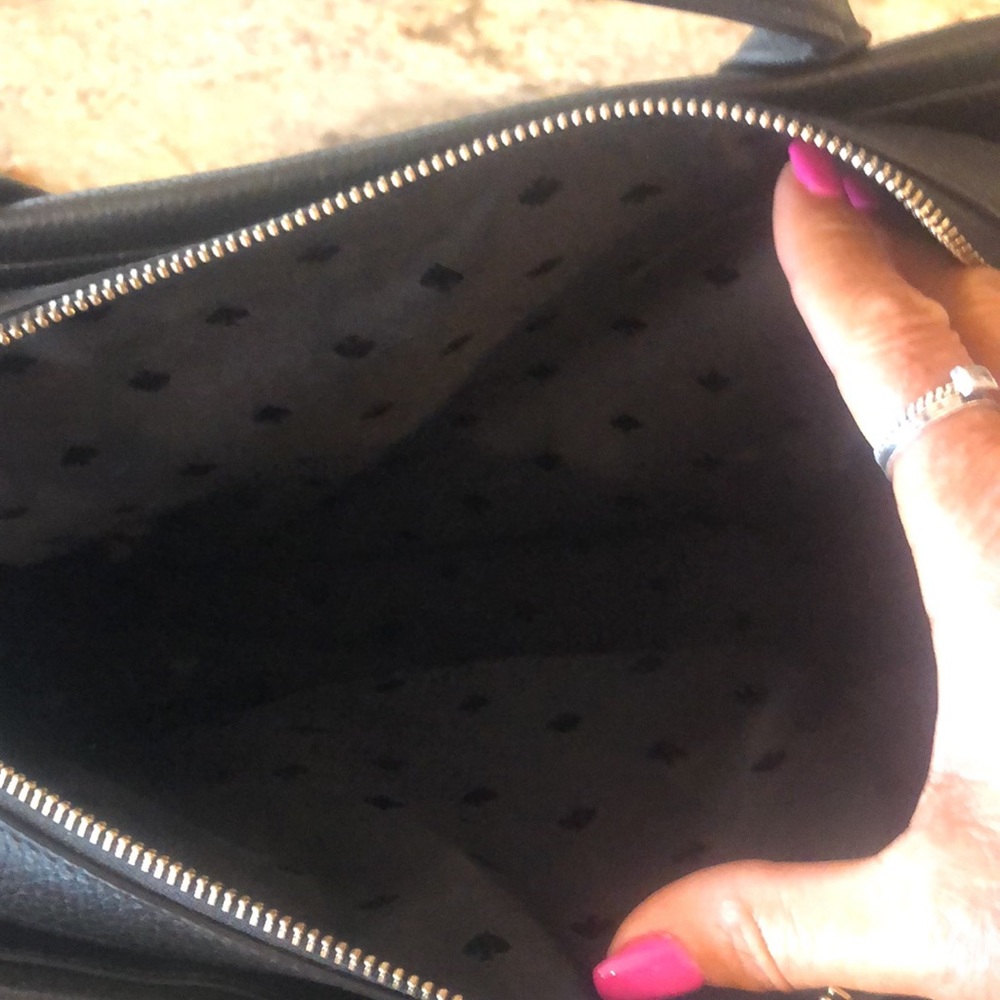 SPOTLESS ♠️ Kate Spade black satchel w/detachable shoulder strap w/lthr poms - Picture 4 of 9